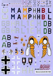 AD4840 Authentic Decals 1/48 Messerschmitt BF-110D (10) double sheet