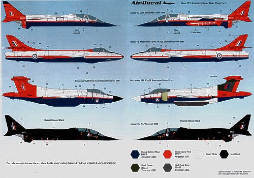 ADTS7210 Airdecal 1/72 Jets Raspberry Ripple Schemes Part 1 (Jaguar, Hunter, Buccaneer & Jaguar)