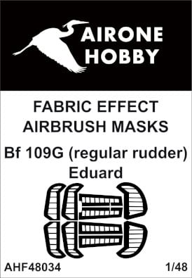 AHF48034 Airone Hobby 1/48 Messerschmitt Bf-109G-0 to Bf-109G-6 fabric effect aileron and control surfaces airbrush masks (Eduard kits)
