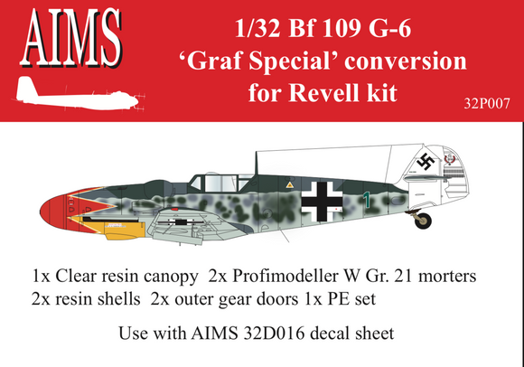AIMS32P07 Aims 1/32 Messerschmitt Bf-109G-6 'Graf Special' (Revell kits) - includes replacement canopy, small photo etch frame, outer gear doors and 2x W.Gr 21 rockets.