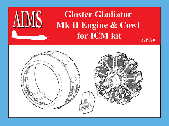 AIMS32P20 Aims 1/32 Gloster Gladiator Mk.II engine and cowl set ( ICM kits)