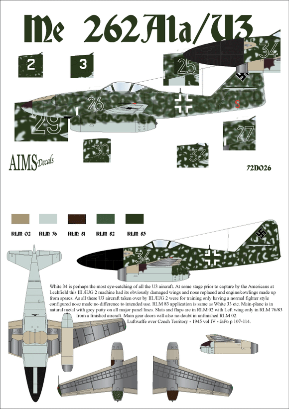 AIMS72D026 Aims 1/72 Messerschmitt Me-262A-1a/U3