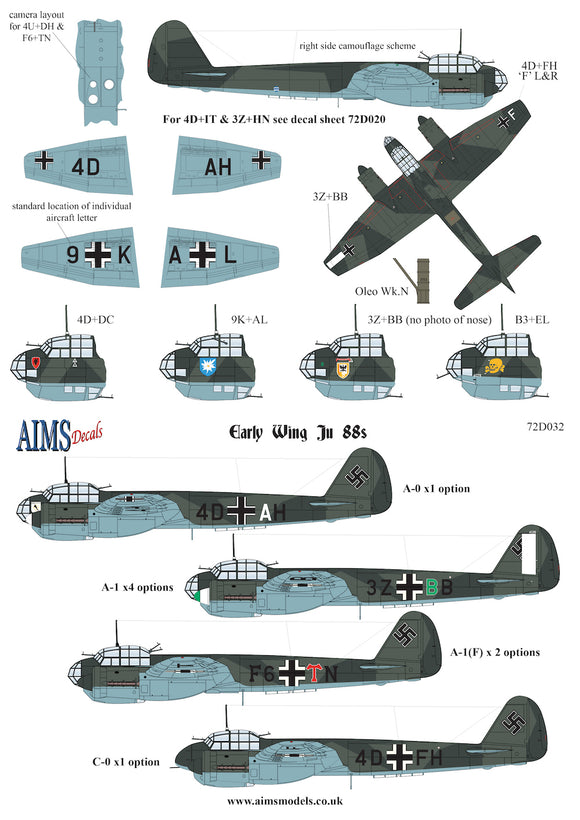 AIMS72D032 Aims 1/72 Junkers Ju-88A-1 (Early wing Ju88s)