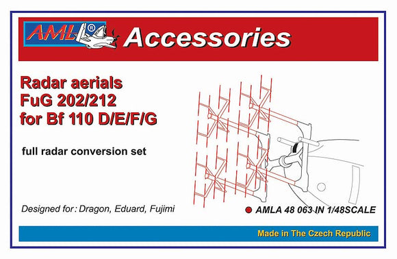 AMLA48063 AML 1/48 FuG 202/212 Radar aerials for the Messerschmitt Bf-110D/Bf-110E/Bf-110F/Bf-110G-2 with etched parts (Dragon, Eduard and Fujimi kits)[Bf-110D-3 Bf-110D-1/R1]