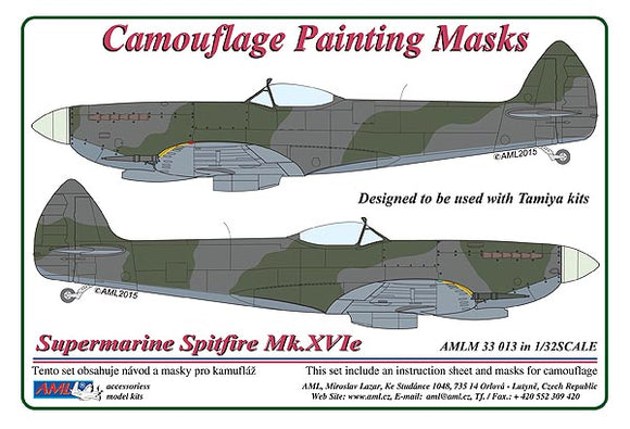 AMLM33013 AML 1/32 Supermarine Spitfire Mk.XVIe Camouflage Pattern Painting Masks (Tamiya kits)