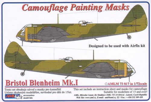 AMLM73017 AML 1/72 Bristol Blenheim Mk.I camouflage pattern paint mask (Airfix kits)