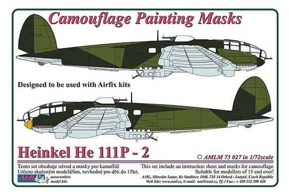 AMLM73027 AML 1/72 Heinkel He-111P-2 camouflage pattern paint mask (Airfix kits)