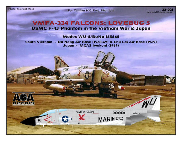 AOA32021 AOA Decals 1/32 VMFA-334 FALCONS: LOVEBUG 5 USMC McDonnell F-4J Phantom in the Vietnam War & Japan