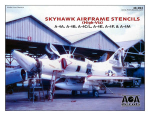 AOA48004 AOA Decals 1/48 Douglas Skyhawk Airframe Stencils (Hi-Viz) - A-4A/A-$B/A-4C/A-4E/A-4F/A-4L/A-4M This sheet provides the A-4 Skyhawk airframe stencils for one aircraft in the high-visibility Navy light grey/white camouflage