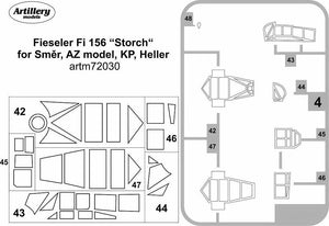 Artillery ARTM72030 1/72 Fieseler Fi-156C-3 'Storch' / MS.500 canopy paint mask (designed to be used with AZ Model, Heller and Smer kits)