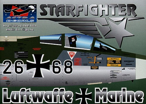 ASD7216 Astra Decals 1/72 German Lockheed F-104G Starfighters decals, the most researched decals ever. Containing over 1400 separate decals.