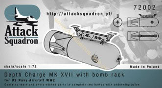 ASQ72002 Attack Squadron 1/72 Depth Charge MKXVII with bomb rack