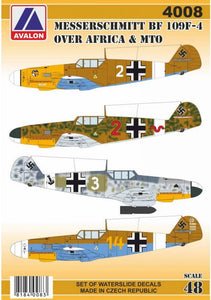 AVD4008 Avalon 1/48 Messerschmitt Bf-109F-4 over MTO and Africa (8 camouflage schemes)