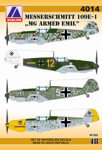AVD4014  Avalon 1/48 Messerschmitt Bf-109E-1 'MG-armed Emils'  (6)