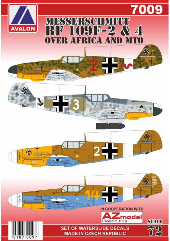 AVD7009 Avalon 1/72 Messerschmitt Bf-109F-2/Bf-109F-4 over North Africa and MTO (8 x camouflage schemes