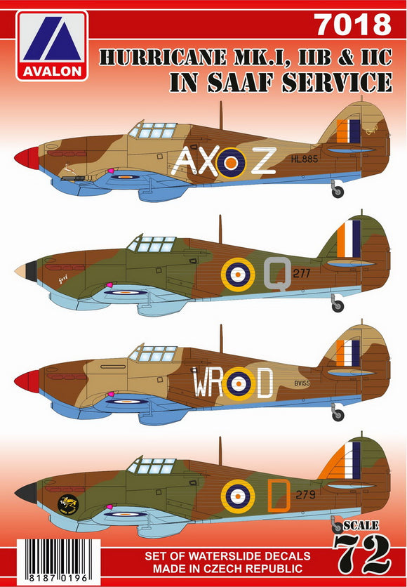 AVD7018 Avalon 1/72 Hawker Hurricane Mk.I/Mk.IIB/Mk.IIC in SAAF service