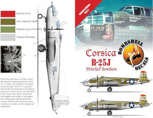 BS48001 Bombshell Decals 1/48 North-American B-25J Mitchell (2) 321st BG 43-27751/50 `Margaret Mary Rustin'; 43-27680/07 `Stuff'; Italy 1945. PT 1