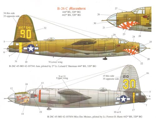 BS72007 Bombshell 1/72 Martin B-26C Marauder Ann and Miss Des Moines. 44th BS, 320th BG/442nd BS, 320th BG