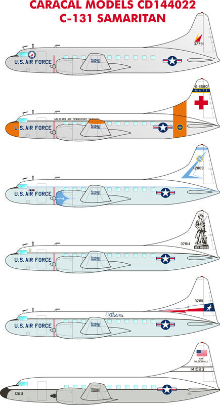 CD144022 Caracal Models 1/144 Convair C-131B Samaritan Multiple USAF / US Navy marking