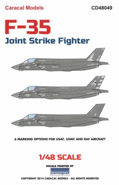 CD48049 Caracal Models 1/48 F-35A/B Joint Strike Fighter. (Kitty Hawk kits)