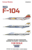 CD48161 Caracal Model 1/48 NASA Lockheed F -104 Starfighter Markings for NASA F-104A, F-104G and TF-104G