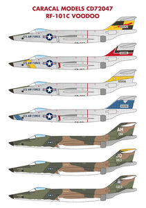 CD72047 Caracal Models 1/72 McDonnell RF-101C Voodoo Multiple USAF marking options for the RF-101C tactical reconnaissance aircraft.  (Valom kit.)