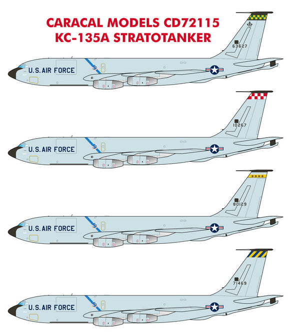 CD72115, 1/72, Boeing KC-135A Stratotanker. In this decal sheet, we provide markings for eight KC-135A Stratotankers from the SAC (Strategic Air Command) era.