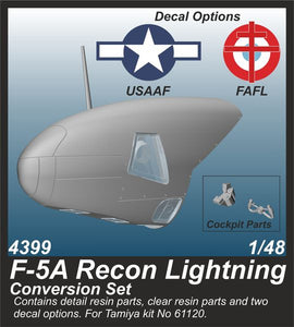 CMK4399 CMK/Czech Master Kits 1/48 Lockheed F-5A Recon Lightning Conversion Set (Tamiya kits)