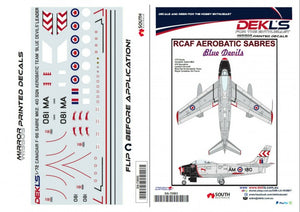 DA72003 DEKL'S 1/72 RCAF Aerobatic Sabres Blue Devils Leader Aircraft