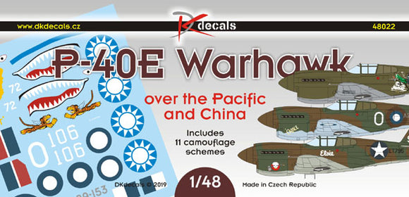DKD48022 DK Decals 1/48 Curtiss P-40E Warhawk over the Pacific and China