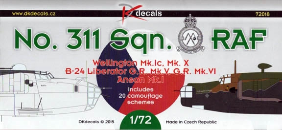 DKD72018 DK Decals 1/72 No.311 Sqn RAF