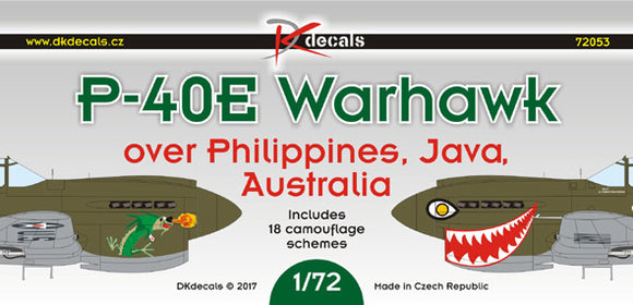 DKD72053 DK Decals 1/72 Curtiss P-40E over the Philippines, Java and Australia (15 camo schemes)