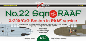 DKD72096 DK Decals 1/72 No.22 Sq. RAAF (A-20A/C/G), Pt.2