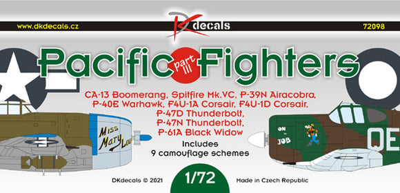 DKD72098 DK Decals 1/72 Pacific Fighters, Pt.3