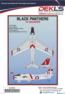 DL32009 DEKL'S 1/32 Australian Avon Sabre Black Panthers Avon Sabre