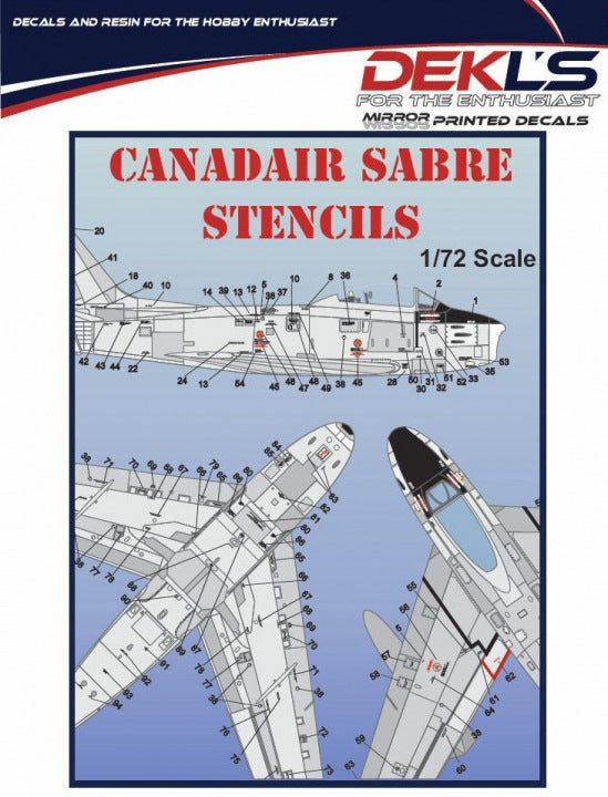 DZ72021 DEKL'S 1/72 Canadair Sabre Stencils