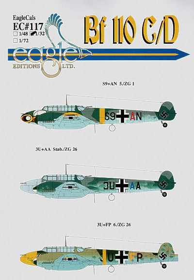 EAG32117 Eagle Cal 1/32 Messerschmitt Bf-110C/Bf-110D Pt 1