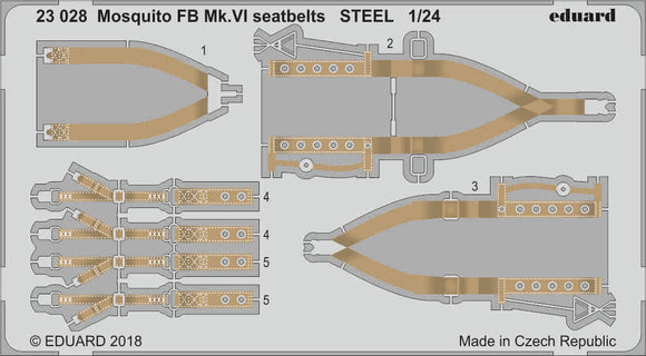 ED23028 Eduard 1/24 de Havilland Mosquito FB Mk.VI seatbelts STEEL (Airfix kits)