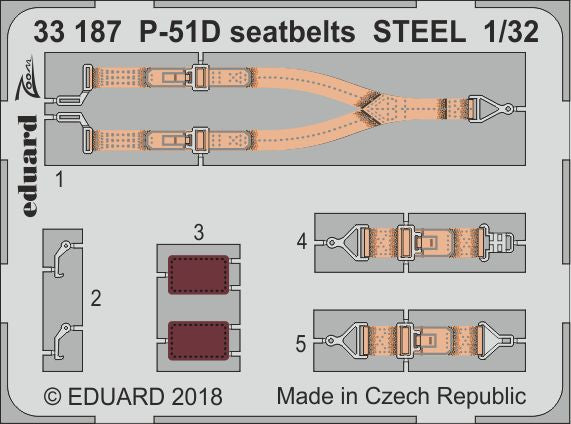 ED33187 Eduard 1/32 North-American P-51D Mustang seatbelts STEEL (Revell kits)