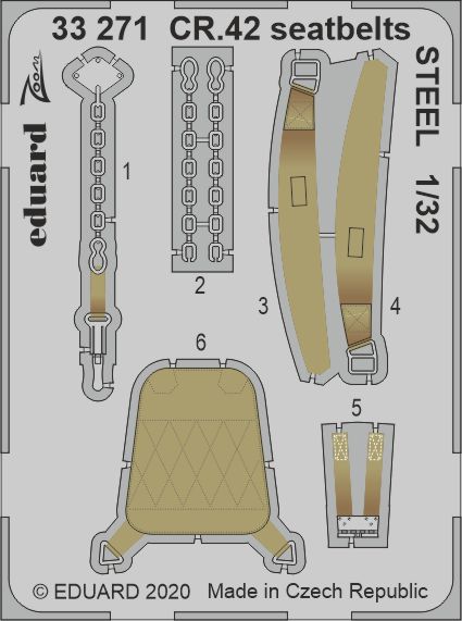 ED33271 Eduard 1/32 Fiat CR.42 seatbelts STEEL ( ICM kits)