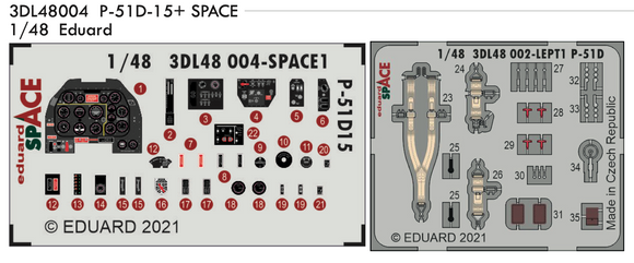 ED3DL48004 Eduard 1/48 North-American P-51D-15+ Mustang SPACE 3D Decals instruments with etched parts (Eduard kits)
