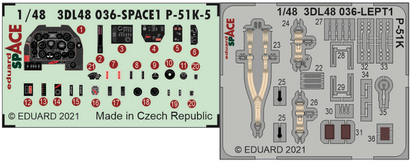 Eduard ED3DL48036 North-American P-51K-5 Mustang SPACE 3D Decals instruments 1/48 (designed to be used with Eduard kits)