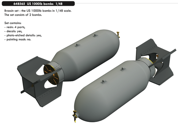 ED648565 Eduard 1/48 US 1000lb bombs