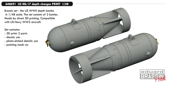 ED648691 Eduard 1/48 US Mk.17 depth charges 3D PRINTED! 1/48