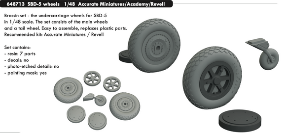 ED648713 Eduard 1/48 Douglas SBD-5 Dauntless wheels 1/48 (Accurate Miniatures and Revell kits)