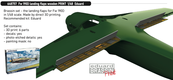 Eduard Brassin ED648757 Focke-Wulf Fw-190D landing flaps wooden 3D PRINTED! 1/48 (designed to be used with Eduard kits)