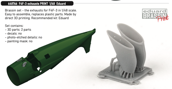 Eduard Brassin ED648766 1/48  Grumman F4F-3 Wildcat exhausts 3D PRINTED 1/48 (designed to be used with Eduard kits) (first delivered 04-08-2022)
