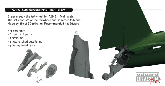 Eduard Brassin ED648772 Mitsubishi A6M2 Zero tailwheel 3D PRINTED 1/48 (designed to be used with Eduard kits)