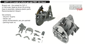 Eduard Brassin ED648777 Grumman F4F-3 Wildcat cockpit w/ reflector gun sight 3D PRINTED 1/48 (designed to be used with Eduard kits)