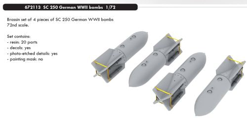 ED672113 Eduard 1/72 4 x German bombs SC-250